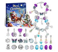 yupeuooe Conto alla rovescia di Natale, 24 giorni, accessori per braccialetti - Kit per braccialetti e gioielli, per adolescenti, vacanze, festival, casa, forniture creative