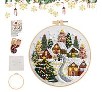 yupeuooe Kit Ricamo Manuale | Kit Ricamo Decorazioni Natalizie,d'Arte con Filo e Aghi per Principianti Donne Bambini,Progetti Artistici Scrivania Ufficio Regalo Compleanno Festa