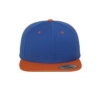 Yupoong Flexfit Unisex Kappe Classic Snapback 2-Tone, zweifarbige blanko Cap mit geradem Schirm, One Size Einheitsgröße für Männer und Frauen, Farbe roy/ora