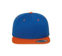 Yupoong Flexfit Unisex Kappe Classic Snapback 2-Tone, zweifarbige blanko Cap mit geradem Schirm, One Size Einheitsgröße für Männer und Frauen, Farbe roy/ora