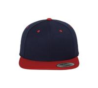 Yupoong Flexfit Unisex Kappe Classic Snapback 2-Tone, zweifarbige blanko Cap mit geradem Schirm, One Size Einheitsgröße für Männer und Frauen, Farbe nvy/red