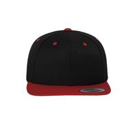 Yupoong Flexfit Unisex Kappe Classic Snapback 2-Tone, zweifarbige blanko Cap mit geradem Schirm, One Size Einheitsgröße für Männer und Frauen, Farbe blk/red