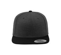 Yupoong Flexfit Unisex Kappe Classic Snapback 2-Tone, zweifarbige blanko Cap mit geradem Schirm, One Size Einheitsgröße für Männer und Frauen, Farbe cha/blk