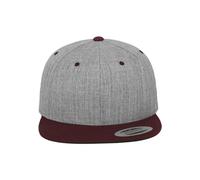 Yupoong Flexfit Unisex Kappe Classic Snapback 2-Tone, zweifarbige blanko Cap mit geradem Schirm, One Size Einheitsgröße für Männer und Frauen, Farbe h.grey/maroon