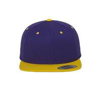 Yupoong Flexfit Unisex Kappe Classic Snapback 2-Tone, zweifarbige blanko Cap mit geradem Schirm, One Size Einheitsgröße für Männer und Frauen, Farbe pur/gold