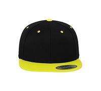 Yupoong Flexfit Unisex Kappe Classic Snapback 2-Tone, zweifarbige blanko Cap mit geradem Schirm, One Size Einheitsgröße für Männer und Frauen, Farbe blk/neonyellow