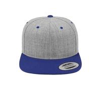 Yupoong Flexfit Unisex Kappe Classic Snapback 2-Tone, zweifarbige blanko Cap mit geradem Schirm, One Size Einheitsgröße für Männer und Frauen, Farbe heather/royal