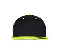Yupoong Flexfit Unisex Kappe Classic Snapback 2-Tone, zweifarbige blanko Cap mit geradem Schirm, One Size Einheitsgröße für Männer und Frauen, Farbe blk/neonyellow