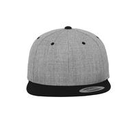 Yupoong Flexfit Unisex Kappe Classic Snapback 2-Tone, zweifarbige blanko Cap mit geradem Schirm, One Size Einheitsgröße für Männer und Frauen, Farbe h.grey/blk