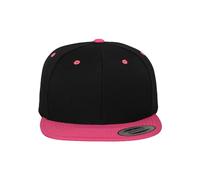 Yupoong Flexfit Unisex Kappe Classic Snapback 2-Tone, zweifarbige blanko Cap mit geradem Schirm, One Size Einheitsgröße für Männer und Frauen, Farbe blk/neonpink