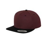 Flexfit Cappello Snapback Classic – Unisex bicolore, visiera dritta, Taglia unica, borgogna/nero