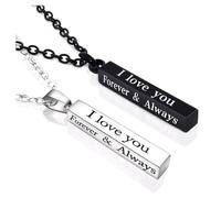 YUPZAR 2 Pezzi Collana in acciaio inossidabile per uomo e donna, ciondolo a forma di pilastro con Scritta I Love You, perfetto come regalo di San Valentino