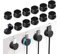 Yuqilin 16 Pezzi Cable Management Ruotabile a 360° Cable Organizer Diametro 7 MM Fermacavi Adesivi Magnetico Organizzatore Cavi Autoadesivo Organizer Cavi Scrivania per Camera Letto Studio (Nero)