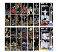 Yuqilin 24 Pezzi Scratch Art Bambini + 2 Pezzi Penna Speciale Rainbow Scratch Paper Gratta e Vinci Lavoretti Creativi per Bambini per Quaderni Biglietti D'auguri Regali Feste Natale (B)