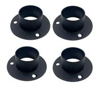 Yuqim Confezione da 4 basi rotonde per pali in acciaio inox, resistenti, per ringhiere e ringhiere, supporti per pali di recinzione, per tubi rotondi (38 mm, nero)