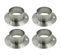 Yuqim Confezione da 4 basi rotonde per pali in acciaio inox, resistenti per ringhiere, staffe di ancoraggio per pali per recinzioni, supporti per tubi rotondi (38 mm, argento)