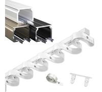 YUQIWKK Binario Dritto per Tenda in Alluminio, Binario per Tenda Ondulato a Forma di S per Soggiorno, Bagno, Camera da Letto, Montaggio a Parete/soffitto, Design Effetto Onda(Bianco,200CM(6.6FT))