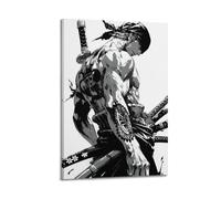 YUQLAGA Poster su tela a tema anime One Piece, motivo: Zoro's Three Swords, decorazione artistica da parete per soggiorno, camera da letto, sala giochi, ufficio, 60 x 90 cm