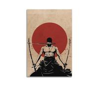 YUQLAGA Poster su tela a tema anime One Piece, motivo: Zoro's Three Swords, decorazione artistica da parete per soggiorno, camera da letto, sala giochi, ufficio, 60 x 90 cm