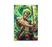 YUQLAGA Poster su tela a tema anime One Piece, motivo: Zoro's Three Swords, decorazione artistica da parete per soggiorno, camera da letto, sala giochi, ufficio, 60 x 90 cm