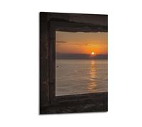 YUQLAGA Poster su tela finta decorazione per finestre, con vari paesaggi e vista mare all'esterno, decorazione artistica da parete per soggiorno, camera da letto, sala giochi, ufficio, 40 x 60 cm