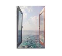 YUQLAGA Poster su tela finta decorazione per finestre, con vari paesaggi e vista mare all'esterno, decorazione artistica da parete per soggiorno, camera da letto, sala giochi, ufficio, 30 x 45 cm