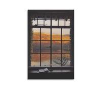 YUQLAGA Poster su tela finta decorazione per finestre, con vari paesaggi e vista mare all'esterno, decorazione artistica da parete per soggiorno, camera da letto, sala giochi, ufficio, 50 x 75 cm