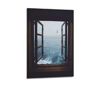YUQLAGA Poster su tela finta decorazione per finestre, con vari paesaggi e vista mare all'esterno, decorazione artistica da parete per soggiorno, camera da letto, sala giochi, ufficio, 30 x 45 cm