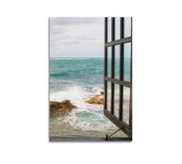 YUQLAGA Poster su tela finta decorazione per finestre, con vari paesaggi e vista mare all'esterno, decorazione artistica da parete per soggiorno, camera da letto, sala giochi, ufficio, 30 x 45 cm