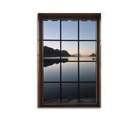 YUQLAGA Poster su tela finta decorazione per finestre, con vari paesaggi e vista mare all'esterno, decorazione artistica da parete per soggiorno, camera da letto, sala giochi, ufficio, 60 x 90 cm