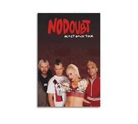 YUQLAGA Poster su tela "No Doubt Band", con testo rosso in grassetto e design vivace, decorazione artistica da parete per soggiorno, camera da letto, sala giochi, ufficio, 30 x 45 cm
