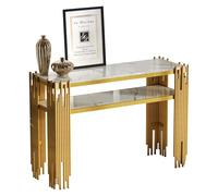 YuQozii 124 x 44 x 80 cm Mid-Century, tavolino moderno per soggiorno, consolle, gambe dorate, doppio strato in MDF, portata fino a 40 kg (bianco + oro)