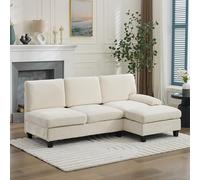 YuQozii 194 x 118 x 81 cm, divano imbottito e divano a 3 posti, divano ad angolo, per soggiorno, appartamento, lounge e camera da letto, divano letto a forma di L, divano per il tempo libero (beige)