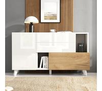 YuQozii Credenza bianca lucida originale color legno con vano portaoggetti, credenza ESS, con spazio di archiviazione, moderna credenza soggiorno