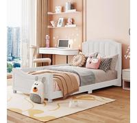 YuQozii Lettino imbottito per bambini, 90 x 200 cm, in flanella, con schienale, per genitori, figli, letto per gli ospiti (beige)