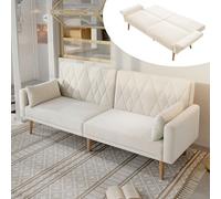 YuQozii Piccolo divano a due posti, divano letto con funzione sonno, divano letto in velluto, adatto per soggiorno, camera da letto, home cinema, camera degli ospiti (beige)