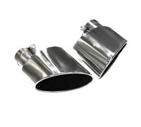 YUQUDGELKY 1 Paio Di Terminali Di Scarico Ovali Per A4 A5 A6 A7 Upgrade RS4 RS5 RS6 RS7 In Acciaio Inox Neri Con Ugello Per Collettore Di Scarico(Argento)