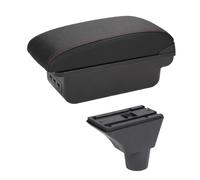 YUQUDGELKY Box Bracciolo Centrale Per Auto Per Opel Per Meriva Box Console Centrale Supporto Gomito Braccio Custodia Di Immagazzinaggio(B-Black red line)