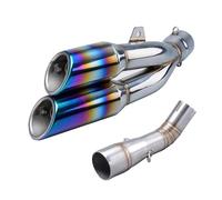 YUQUDGELKY Per Benelli Per Leoncino 250 502c TRK502C Terminale Di Scarico Per Moto Raccordo Centrale Con AK Double Out In Acciaio Inox(Stile B)