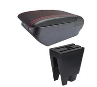 YUQUDGELKY Per Citroën C1 Vanità Bracciolo Auto Scatola Di Archiviazione Accessori Auto Interni Retrofit(H Black Red 4 USB)