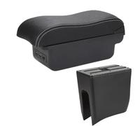 YUQUDGELKY Per Dacia Per Spring Bracciolo Per R&enault Per K-ZE Scatola Bracciolo Auto Pelle Superficie Curva Scatola Bracciolo Centrale(B3 Nero bianco 3USB)