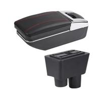 YUQUDGELKY Per N&issan Per Almera Scatola Bracciolo Auto Portabicchieri Accessori Retrofit Interni(A1 linea rossa Nessuna USB)