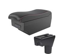 YUQUDGELKY Per N&issan Per March Per Micra K13 MK4 IV Per Sunny 2010-2023 Scatola Bracciolo Auto Scatola Di Immagazzinamento(A1 Nero rosso 7USB)
