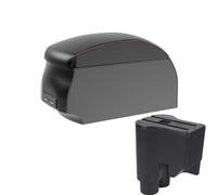 YUQUDGELKY Per Perodua Per Myvi 2014-2016 Scatola Bracciolo Doppio Strato Scatola Di Immagazzinaggio Centrale Con Portabicchieri Interfaccia USB(A1 Black Red single)