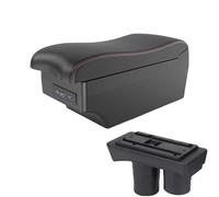 YUQUDGELKY Per Peugeot 301 Scatola Bracciolo Scatola Di Archiviazione Interno Forniture Auto Modificate Con Dettagli USB(A1 Nero rosso 7USB)