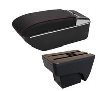 YUQUDGELKY Per Seat Per Ibiza Box Bracciolo Per Ibiza 6j Per Ibiza 6L Bracciolo Auto 2018-2025 Scatola Di Archiviazione Auto Retrofit Interni(D1 Nero rosso Nessuna USB)
