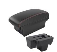 YUQUDGELKY Per VW Per Polo 2020 2021 2022 2023 2024 Scatola Bracciolo Scatola Di Stoccaggio Retrofit Parti Retrofit(B1 Nero rosso 3USB)