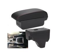 YUQUDGELKY Portabracciolo Auto Scatola Di Archiviazione Parti Di Retrofit Dettagli Interni Accessori Auto Per Peugeot 208 2019 2020-2024(B1 Nero rosso 3USB)