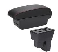 YUQUDGELKY Portabracciolo Auto Scatola Di Immagazzinaggio Per Braccio Accessori Auto Per Fit Per Jazz 2 2008 2009 2010 2011 2012 2013(B1 Nero rosso 3USB)