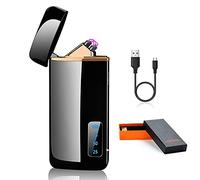 Yuragim Accendino Elettrico, Accendino USB Ricaricabile Antivento, Aaccendini Plasma Dual Arco con Indicatore della Batteria per Candele Cucina Barbecue, Regalo di San Valentino Uomo Donna